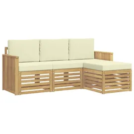 vidaXL Outdoor-Sofagarnitur 4-tlg. Weiß/Creme