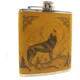 Görtrud Flachmann Edelstahl Kunstlederbeug mit Wolf Motiv