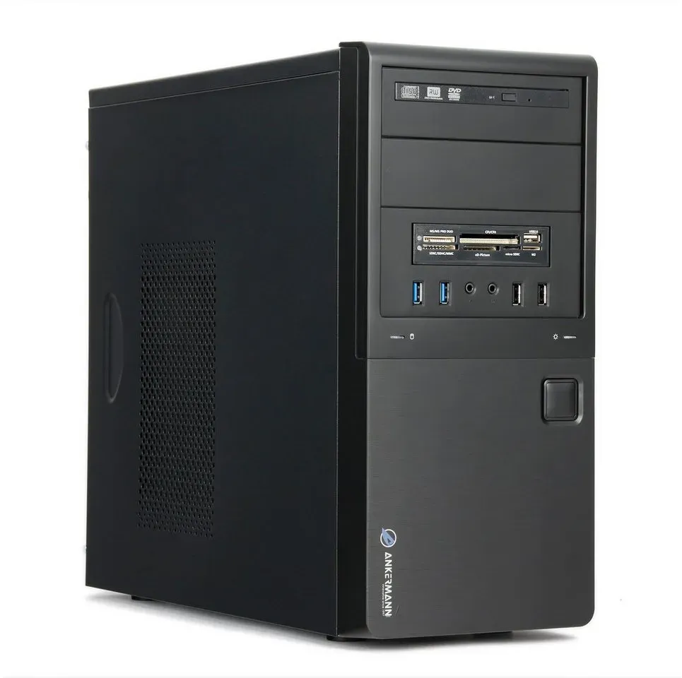 ANKERMANN-PC Business Silent Desktop PC Madrid PC (Intel Core i7 6700, GeForce GT 610, 16 GB RAM, 480 GB SSD, Luftkühlung) schwarz