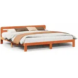 vidaXL Massivholzbett 180 x 200 cm Wachsbraun
