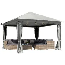 Brast Alu Pavillon Infinity 3 x 4 m inkl. 4 Seitenteile Hellgrau