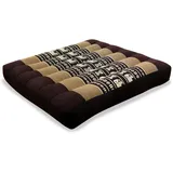livasia Sitzkissen klein - 35x35x6cm - Bodenkissen Indoor/Outdoor, Meditationskissen Yogakissen, Stuhlauflage Palettenmöbel, Steppkissen Auflage Stuhl Bank handgefertigt (Braun/Elefanten)