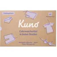 Kuno Colorwaschmittel Blätter Streifen - Nachhaltige Waschstreifen - Waschblätter - Einfache Aufbewahrung - 100% Vegan und optimal für Reisen und Urlaub - Eco (Colorwaschmittel, 60 Stück (1er Pack))