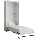 Abiks Möbel Schrankbett, Weiß, Weiß, Kunststoff, Nachbildung, 90x200 cm, Schlafzimmer, Betten, Klappbetten