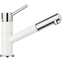 Blanco Blanco, Küchenarmatur, KANO-S silgranitweiss/chrom Niederdruck Mit herausziehbarem Schlauch Rückflussverhindere
