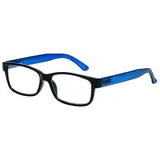 Filtral Eckige Lesebrille/Moderne Lesehilfe mit flexiblen Federbügeln für Damen und Herren/In Schwarz-Blau, +1,50 dpt, F4556178