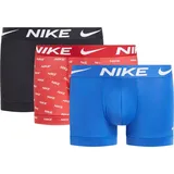 Nike Herren Trunk 3pk Unterwäsche, Gym Red Nk Print/Game Royal/Black, M