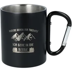 Spruchreif Tasse mit Karabiner Berg Motiv - schwarz