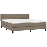 vidaXL Boxspringbett mit Matratze Taupe 160x200 cm Stoff