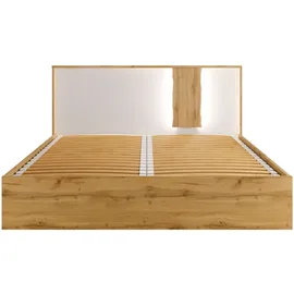 Home Affaire Bett HOME AFFAIRE "Bett Fabella ohne Matratze (Schlaffläche 180x200 cm)", beige (natur, weiß, weiß, artisan eiche, artisan eiche), B:191,3cm H:102,2cm L:206,4cm, Betten, Bett, Bett mit Stauraum und Led-Beleuchtung, BxTxH 191,3x206,4x102,2 cm