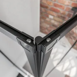 Schulte Home Schulte Duschabtrennung für Badewanne Smart, 2-teilig mit Seitenwand, Profilfarbe: Schwarz , 3 mm Sicherheitglas (ESG) Klar hell, Faltwand: 89 x 1... - Schwarz
