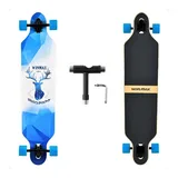COFI 1453 Longboard Twin Tip Skateboard Longboard Elk 8 Lagen, ABEC 11 blau