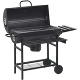 vidaXL Grillwagen mit Rädern und Ablagen schwarz