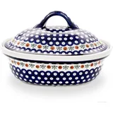 BUNZLAUER KERAMIK 1,2 Liter Bräter Auflaufform mit Deckel für alle Herdarten und Backofen geeignet 26x21,5x15 cm (Dekor 41)