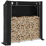 vidaXL Brennholzregal mit Regenschutz 200x40x200 cm Verzinkter Stahl, - Schwarz