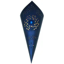 Marrakesch Orient & Mediterran Interior Wandleuchte Fatma Blau Metall - H 50cm Handarbeit Orientalisch