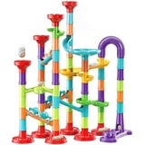 93 Stück Mehrfarbige Murmelbahn Marble Run Set mit Glasmurmeln und Bahnelementen,Bausteine,Lernspielzeug Bausteinspielzeug Konstruktionspielzeug für Kinder Mädchen Jungen (B-93 Stück)