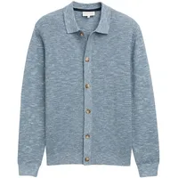 Tom Tailor Herren Strickjacke mit Kentkragen, blau, Meliert, Gr.
