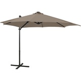 vidaXL Ampelschirm mit Mast und LED-Beleuchtung Taupe 300 cm
