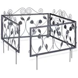 Relaxdays Beetzaun Metall, 225x47x1.5 cm, Gartenzubehör, Hochbeete
