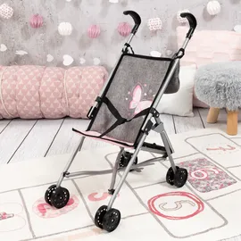 Bayer Puppenbuggy BAYER, schmetterling grau, rosa, Puppenwagen, KinderB:27cm H:56cm T:47cm, Kunststoff, Metall, Polyester, mit Tasche, B:27cm H:56cm T:47cm