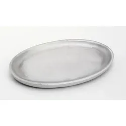 Kerzenteller oval 17 x 10 cm Aluminium Silber matt für Ovalkerzen, Ellipsen, Hochzeitskerzen