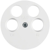 Berker 14842089 Zentralstück für Antennen-Steckdose 4-Loch R.1/R.3, polarweiß glänzend
