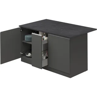 kochstation Kücheninsel »KS-Sole,Kochinsel,Küchenarbeitsblock,Inselküche,Arbeitsinsel« Breite 155 cm, mit Apothekerauszug, gedämpfte Türen grau