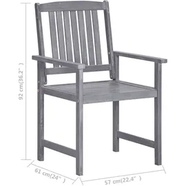 vidaXL Gartenstühle mit Kissen 8 Stk. Massivholz Akazie Grau