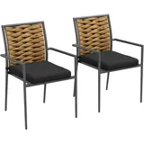 Outsunny Rattan Gartenstuhl Gartensessel 57 x 58 x 87 cm schwarz 2 St.