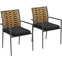 Outsunny Rattan Gartenstuhl Gartensessel 57 x 58 x 87 cm schwarz 2 St.