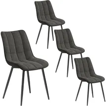 Woltu Esszimmerstuhl Leinen dunkelgrau 4er Set