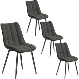 Woltu Esszimmerstuhl Leinen dunkelgrau 4er Set