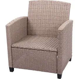 Mendler XXL Poly-Rattan Garnitur HWC-F10, Balkon-/Garten-/Lounge-Set Sitzgruppe, Sofa Sessel mit Kissen Spun Poly - grau-braun