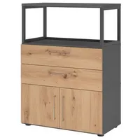 Hjh OFFICE PRO Hammerbacher Kombischrank FlexWall 3OH 1offen graphit/asteiche