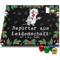 Mr. & Mrs. Panda Schoko Adventskalender Reporter Leidenschaft - Schwarz - Geschenk, Schenken, Dankeschön, Mitarbeiter, Jubiläum, Schokoladen Adve... - Schwarz