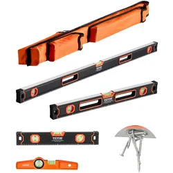 VEVOR 4-teiliges Torpedo-Wasserwaagen-Set mit Libelle 120/60/40/25cm magnetisch