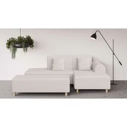 Ecksofa INOSIGN "Suyala", beige, B:258cm H:85cm T:168cm, 100% Polyester, Sofas, L-Form mit Hocker