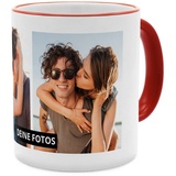 PhotoFancy® - Fototasse 'Collage' - Personalisierte Tasse mit eigenem Foto - Rot - Layout Collage 2 Bilder