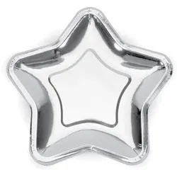 6 Teller Stern Silber Folie