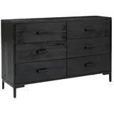 vidaXL Sideboard Schwarz 110x35x70 cm Massivholz Kiefer