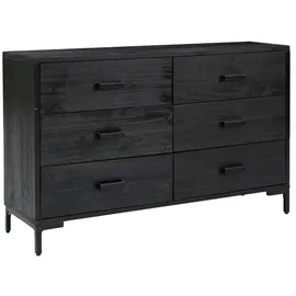 vidaXL Sideboard Schwarz 110x35x70 cm Massivholz Kiefer