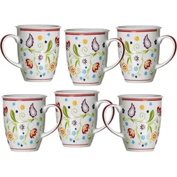Ritzenhoff & Breker SHANTI Kaffeebecher – 6er-Set, Porzellan, 320 ml, Paisley-Dekor