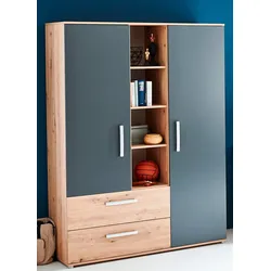 Kleiderschrank ARTHUR BERNDT "Alessio, Kinderkleiderschrank", braun (artisan oak nachbildung, anthrazit), B:130cm H:188cm T:51cm, Holzwerkstoff, Schränke, Kleiderschrank Drehtürenschrank Kinderkleiderschrank, Kleiderschrank, mit Melamin-Oberfläche
