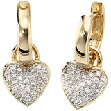 Jobo Creolen Herz Gelbgold 585 48 Diamanten