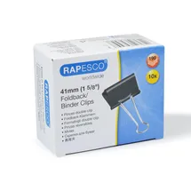 Rapesco FBC410B1 41mm Foldback Klammern, Schwarz, 10 Stück