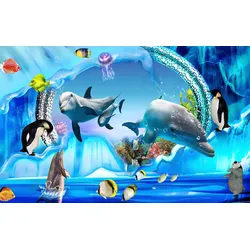 Fototapete PAPERMOON "Unterwasserwelt", bunt, B:4,50m L:2,80m, Vlies, Tapeten
