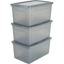 Iris Ohyama Vielseitige Aufbewahrungsboxen, 50L, 3er-Set, Grau, Deckel leicht schließbar, Stapelbar, Plastik, Für Schrank, Regale, Klassenzimmer,