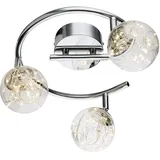 GLOBO Rondellleuchte LED Deckenlampe Innenleuchte bewegliche Spots, Kupferkabel, Lampenschirm glas, chrom, nickel DxH 25x19,5 cm