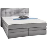 JOB Boxspringbett AMY, 180 x 200 cm Grau Samt mit Bettkästen